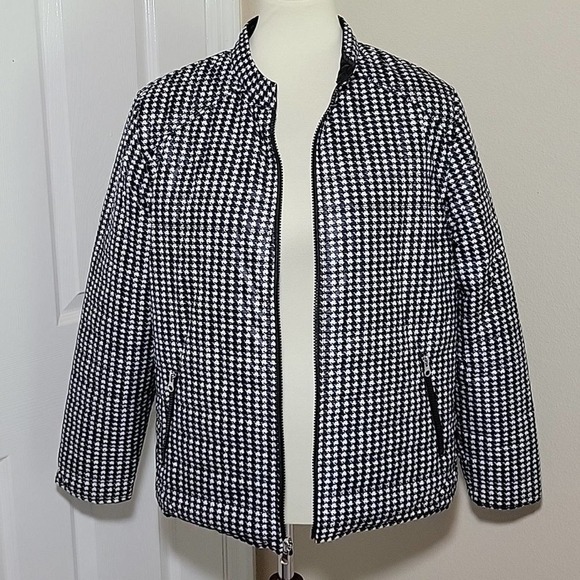 Chico's Zenergy Reversible Houndstooth Puffer Jacket Women's 2P Petite Large - Picture 5 of 13